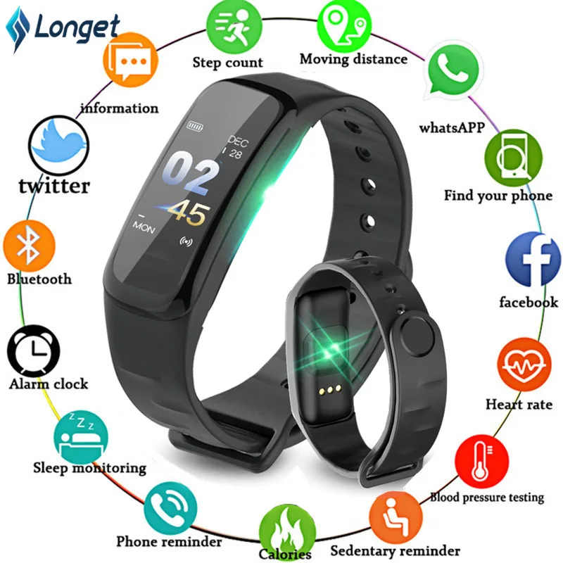 

Longet Smart Watch C1P Color Screen Heart Rate Monitor Fitness Watch Band Bluetooth Sleep Monitor Sport Watch for iOS Android