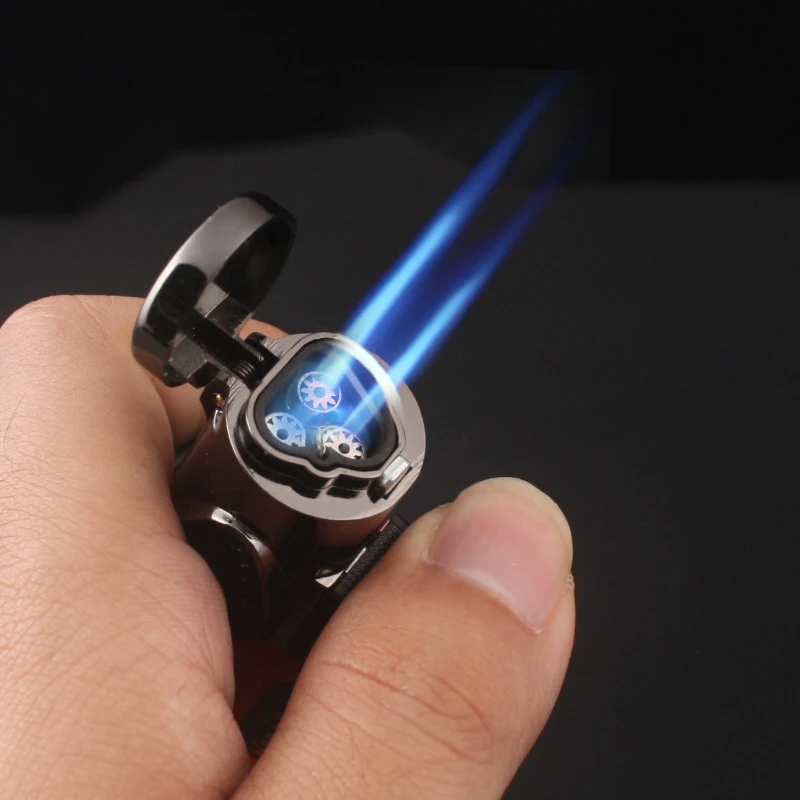 Visible Gas Blue Flame Torch Turbo Lighter Spray Gun Electronic Lighter  Gas Lighter 1300C Butane Cigar Lighters Gadgets For Men