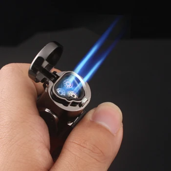 Visible Gas Blue Flame Torch Turbo Lighter Spray Gun Electronic Lighter  Gas Lighter 1300C Butane Cigar Lighters Gadgets For Men 1