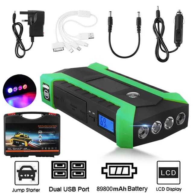 Useful 89800mah 12v 4usb Multifunction Car Charger Battery Jump Useful 89800mah 12v 4usb Multifunction Car Charger Battery Jump Starter Led Light Auto Emergency Mobile Bank Tool Kit