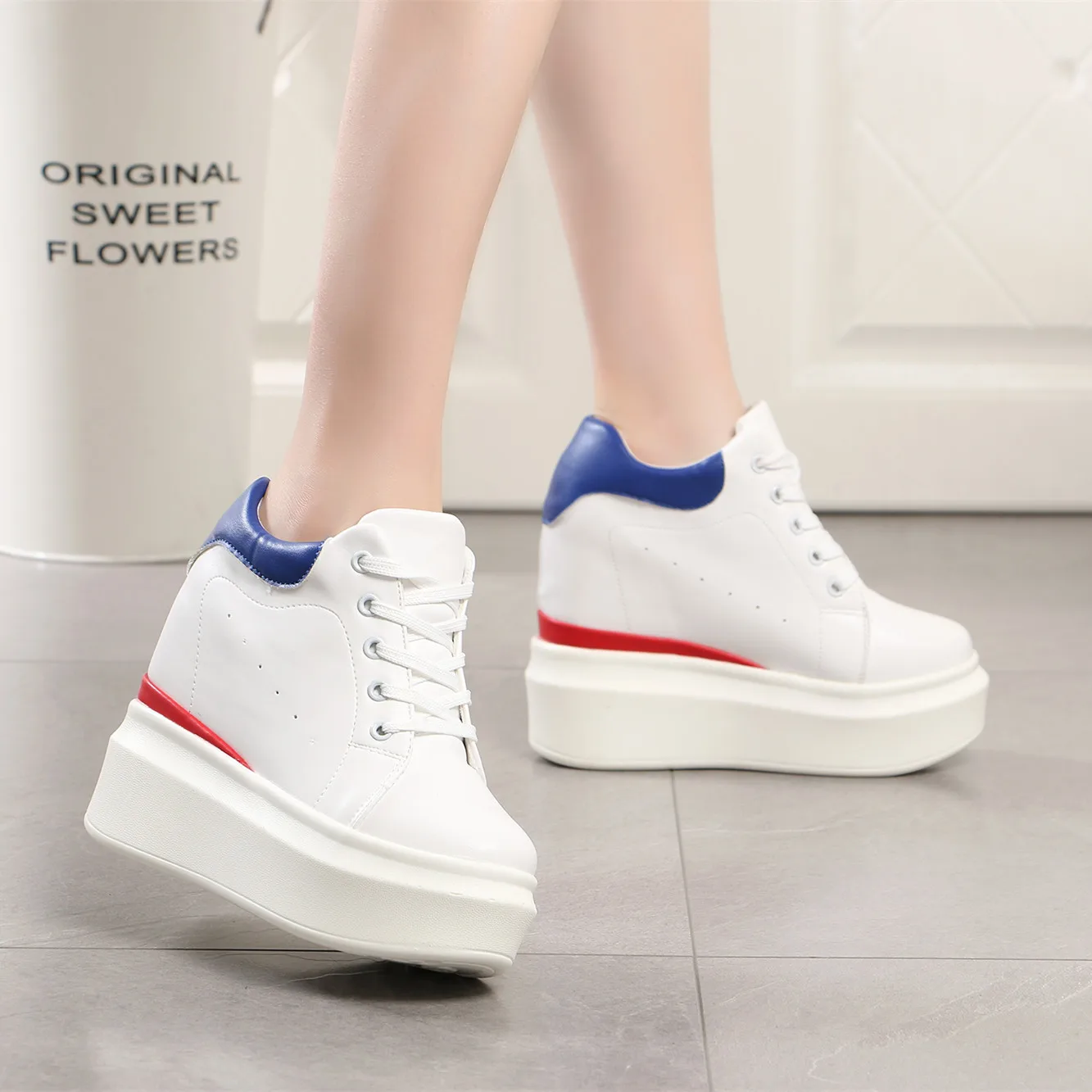 SWYIVY White Shoes Platform Sneakers PU Leather 2018 Autumn Female Casual Shoes Comfortable Lady Leisure Sneakers Wedge