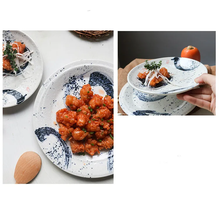 ANTOWALL в китайском стиле керамический посуда расписанная вручную домашняя обеденная тарелка для гостиницы КРУГЛОЕ ПЛОСКОЕ БЛЮДО в стиле вестерн стейк паста тарелки для сервировки