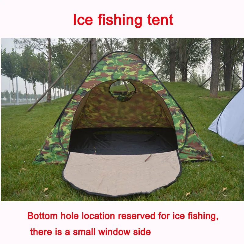 

Ice Fishing Tents Waterproof Windproof Weatherization Ice-fishing Camouflage Tent Camping Specifications: 1.9 * 1.9 * 130