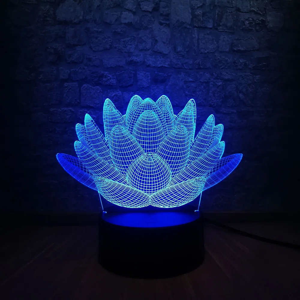 Цветок лотоса 3d Led Usb лампа модная атмосфера украшения дома многоцветный Изменение Ночник декор Ce сухой аккумулятор