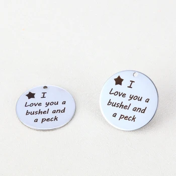 

20pcs 25mm DIY Charm lettering accessories lettering I love you a bushel and apeck stainless steel engraving pendants