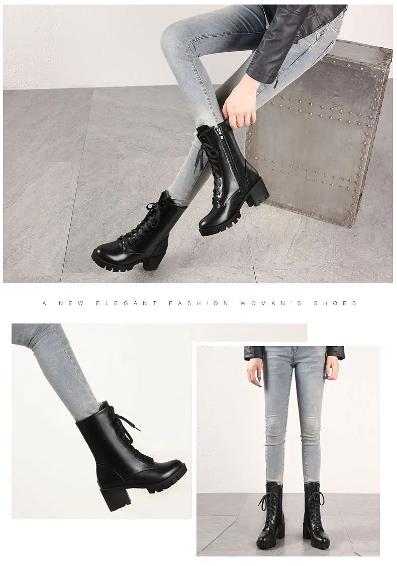 RQFF Brand Ankle Boots Women With Box Big size34-43 Fur Shoes Woman Winter Leather Plush High Heel Boot Female Ladies Black Shoe (9)