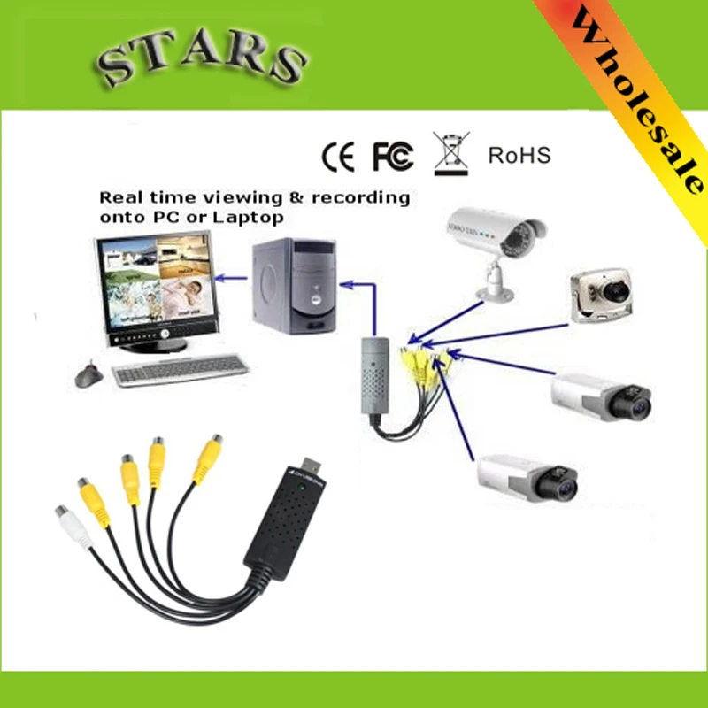 Адаптер для видеозахвата в реальном времени 4 канала с usb 2 0 VHS на DVD системы