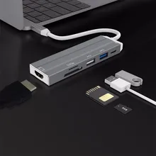 Горячий 6 в 1 usb type C концентратор Hdmi 4K USB C концентратор для Gigabit Ethernet Rj45 Lan адаптер покупка