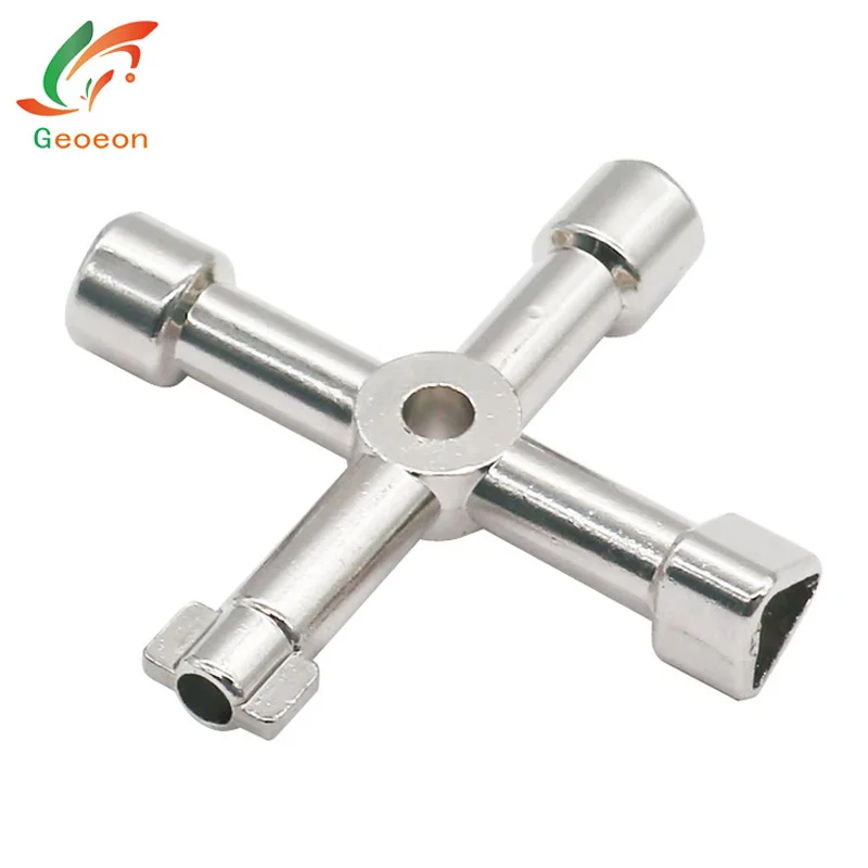 

1PC 4 In 1 Cross Key Spanner Universal Wrench Kirsite Square Triangle Train Electrical Cabinet Mini Practical Hand Tools D50