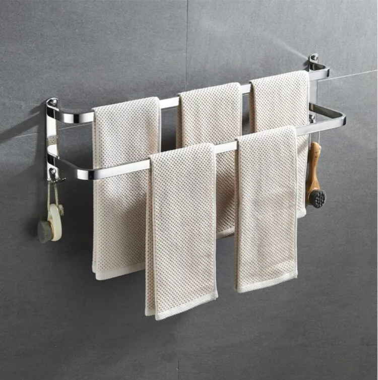 Stainless Steel Bathroom Shower Towel Rack Wall Mounted Double Bathroom Shower Towel Rack Wall Mounted