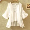 Women Floral Print Blouse Casual V-Neck Chiffon Blouses Lady Lantern Sleeve Ruffles Shirts irregular Blusas Tops Plus Size A1338 4