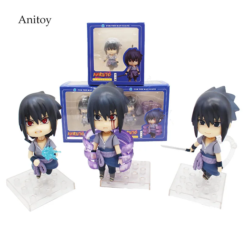 

3pcs/set Nendoroid Naruto Shippuden Sasuke figure Uchiha Sasuke PVC Action Figure Collectible Model Toy 10cm KT4171