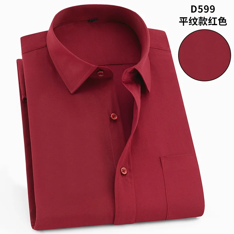 

Plus-size 5XL 6XL 7XL 8XL Pure Color Easy-care Social Fomal Short Sleeve Dress Men Shirt Soft Comfortable Red Azure Navy 130KG
