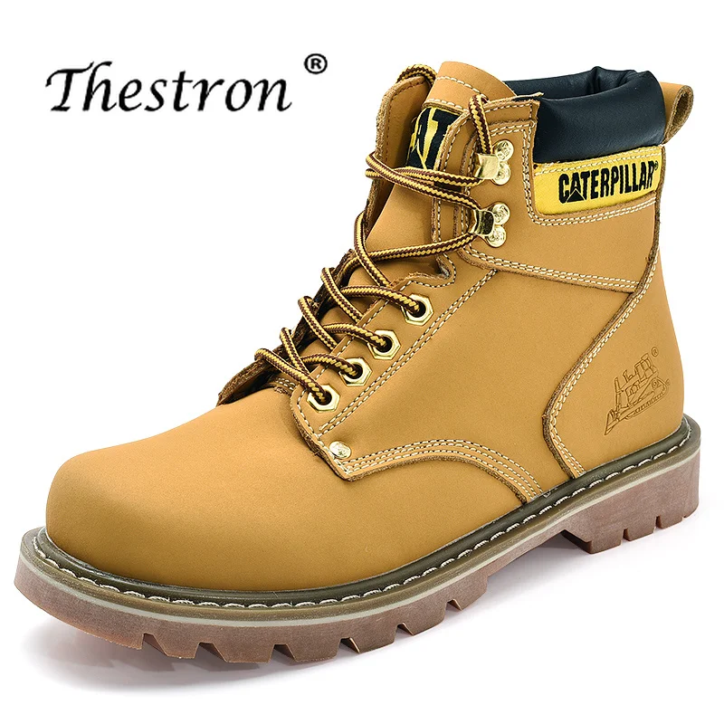 

Large Size Casual Shoes For Lovers 2019 Ankle Leather Boots Hard-Wearing Outdoor Men Fashion Boots Yellow Brown Cowboy Boots