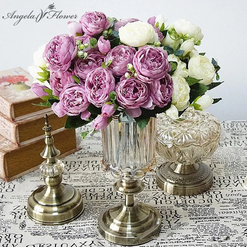 

Korean Philippe Persian rose artificial flower bouquet home Christmas wedding decor handmade silk flower wall materials rose