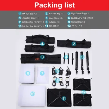 

FalconEyes 2x RX-12T 1x RX-18T 34W 62W 5600K Dimmable Flexible Portable Continuous LED Video Film Studio Photography LightCD15