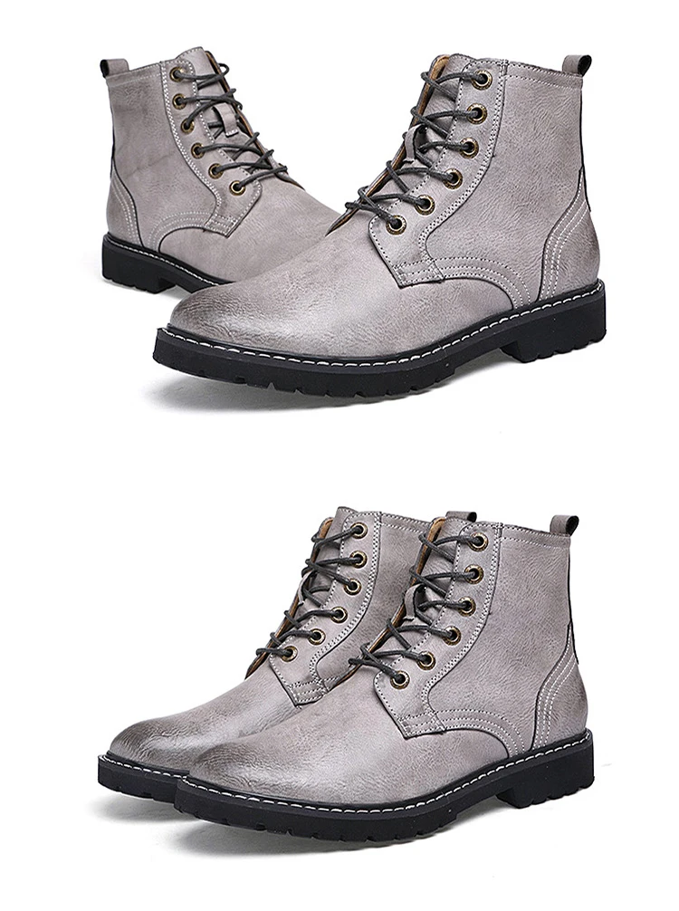JINTOHO/кожаная мужская зимняя обувь; модные мужские зимние ботинки с острым носком; ботинки до середины икры для мужчин; мужские кожаные ботинки