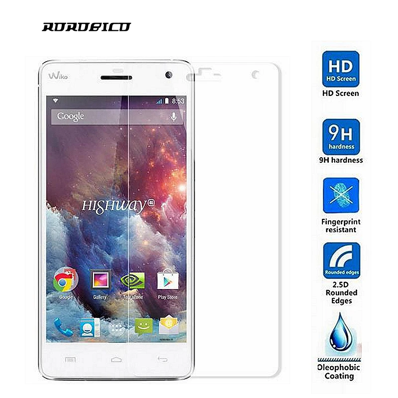 

ROROBICO Tempered Glass For Wiko Highway 4G Screen Protector 2.5D 9H Premium Front Film HD Transparent Toughened