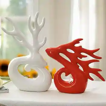 

Creative ceramic antler fashion wedding gift home decor
