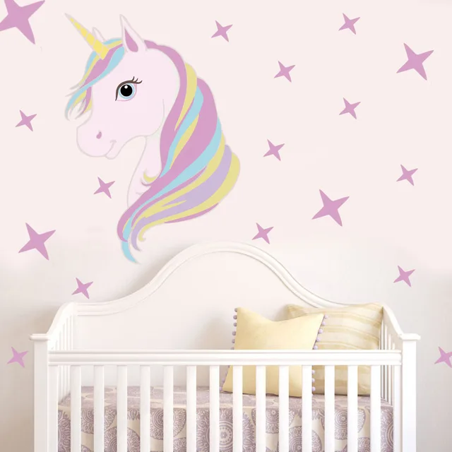Aliexpress Colorful Unicorn And Stars Color Wall Stickers Colorful Unicorn And Stars Color Wall Stickers For S Bedroom Removable Self Adhesive Wallpaper Decals Home
