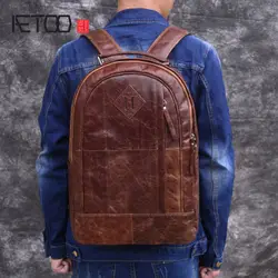 AETOO оригинальный масло воском кожа сумка мужская сумка верхний слой кожи ретро рюкзак кожаная сумка для ноутбука