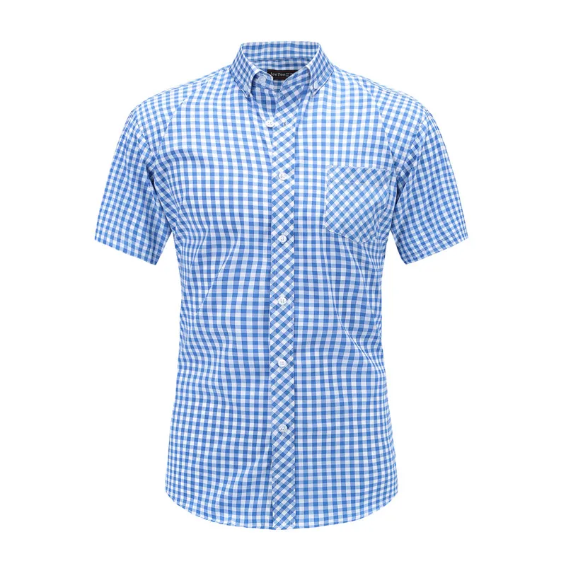 

Dioufond New Mens Vintage Red Plaid Short Sleeve Shirts Fashion Pocket Basic Man Clothing Big Size 3XL Slim Fit Summer Male Tops