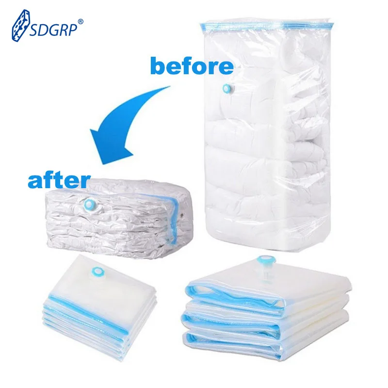 

Home Vacuum Bags for Clothes Storage Bag with Valve Transparent Border Space Saving Seal Packet Foldable Compressed Organizer