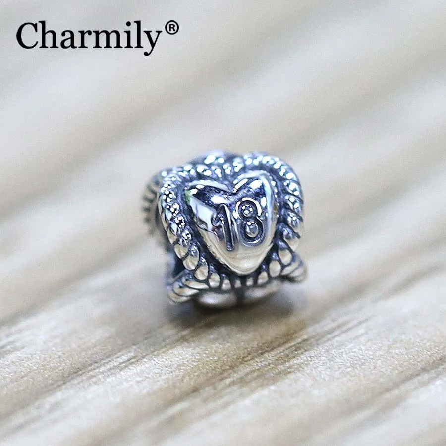

Charmily Jewelry 925 Sterling Silver 18th Birthday Milestone Charm Bead DIY Fits Original Pandora Charm Bracelet