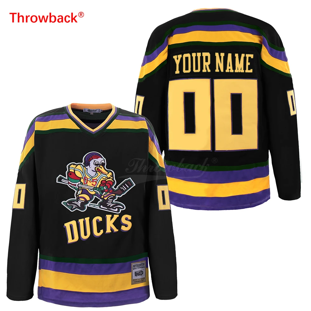 

Throwback Jersey Men's Duck Ice Hockey Jerseys Customized Name Number Colour White Green Black Size S-XXXL Free Shipping