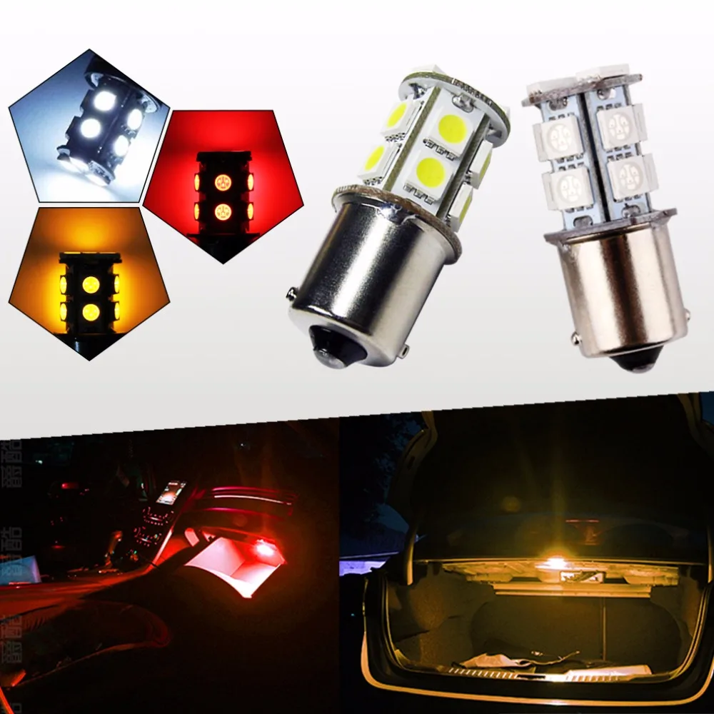 10 шт. 1156 BA15S светодиодный 13 SMD r5w задний фонарь стоп-сигнал поворота s25 ba15s p21w