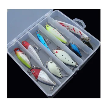 

Fishing Lure Kit with Artificial Cicada Insect Popper Minnow Crank VIB Pencil 10 Lures Dying Fish Glow in dark