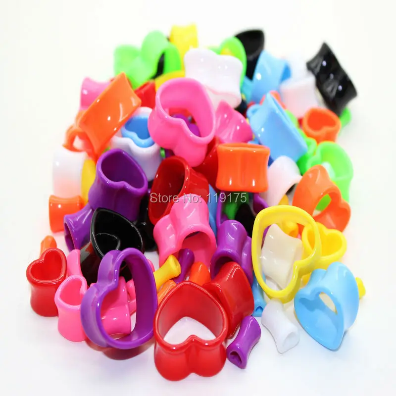 

Acrylic Heart Flesh Tunnel Ear Stretcher Expander Ear Plug Gauge Body Piercing Jewelry Mix Color , 80pcs/lot