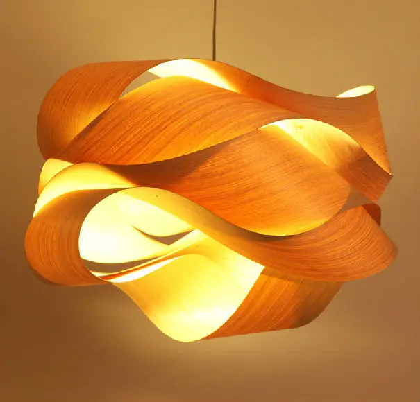New Chinese Southeast Asian Style Wooden Wave Veneer Chandelier New Chinese Southeast Asian Style Wooden Wave Veneer Chandelier Personality Creative Lamp Restaurants Light