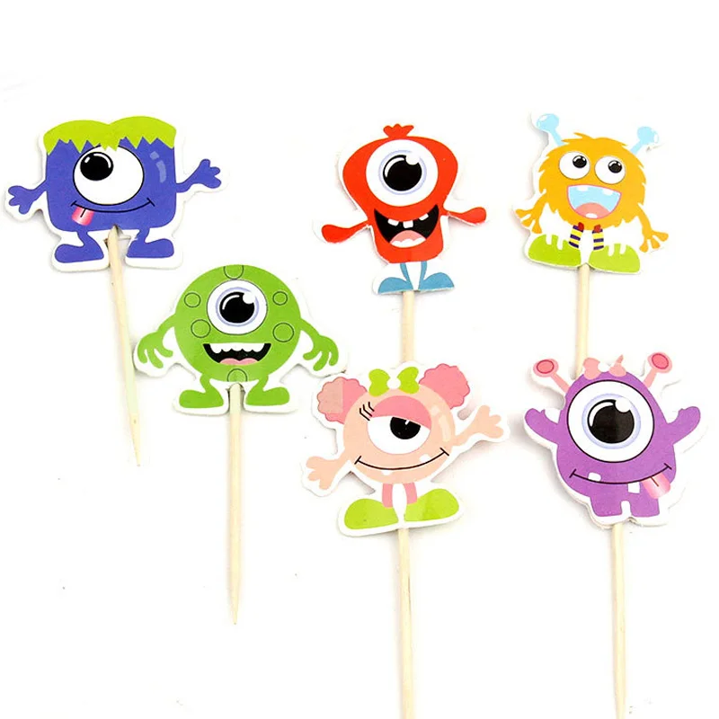 720pcs 6 Designs Monster University Theme Cupcake Topper Picks