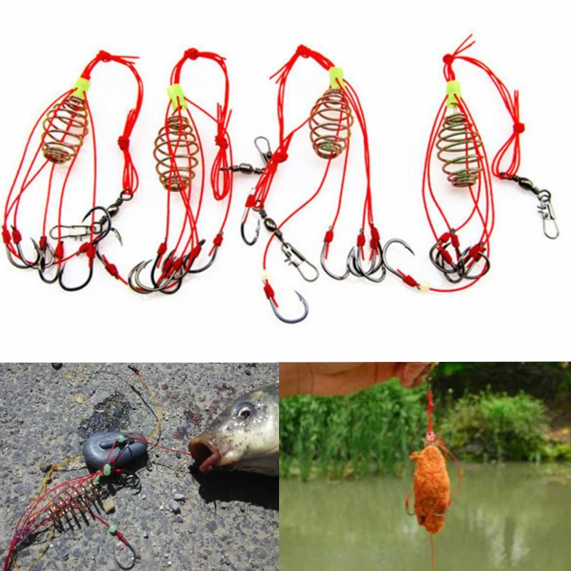 4 Pieces/Lot Explosion Fishing Hooks Fishing Lure Bait Trap Feeder Cage Sharp Fishing Hook with Stainless Steel Springs 4 Pieces/Lot Explosion Fishing Hooks Fishing Lure Bait Trap Feeder Cage Sharp Fishing Hook with Stainless Steel Springs