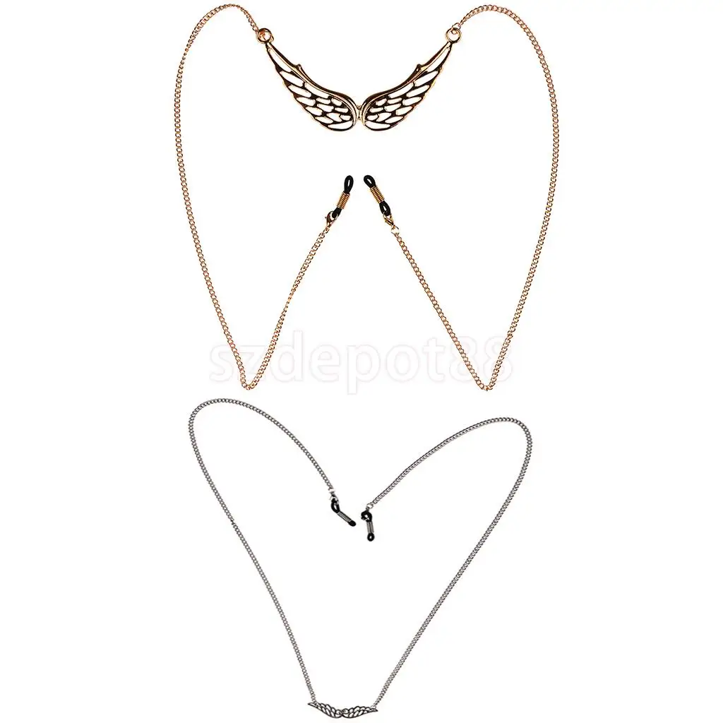 Sunglasses Lanyard Strap Necklace Metal Eyeglass Chain Cord Angel Wing Pendant