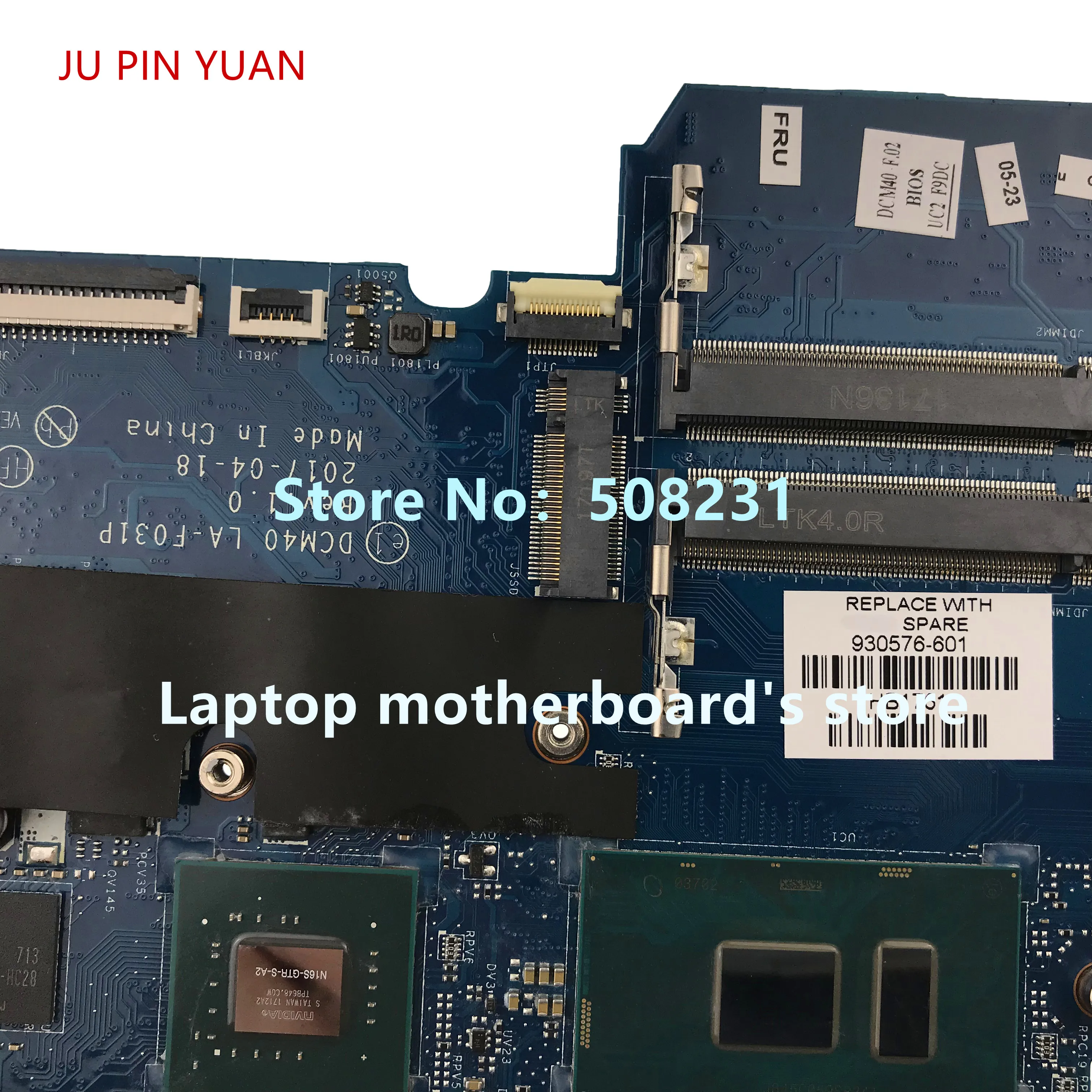 JU PIN юаней 930576-601 DCM40 LA-F031P материнская плата для hp ноутбука 14-BF 14-bf058TX Тетрадь PC 940 м X 2 ГБ i7-7500U полностью протестированы