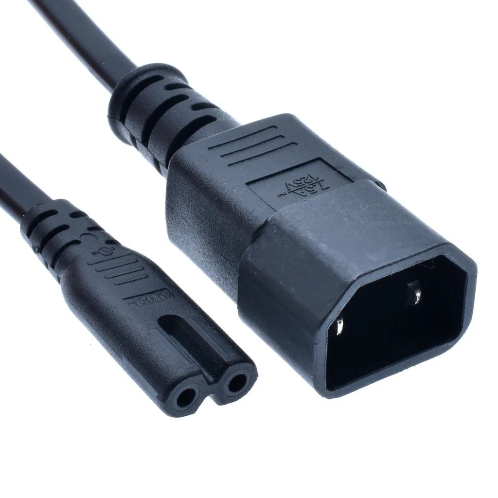 IEC 320 C18 to figure 8 C7 Extension cord for PDU/UPS,IEC C14 2pin Male