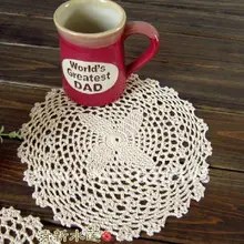 Хлопок Doily ручное вязание крючком подстаканник, подстаканник, подстаканник 23 см X 23 см 12 шт./партия CD028