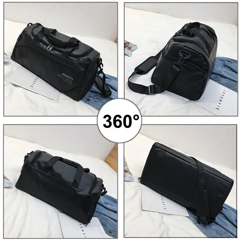  Shoulder Soft Leather Gym Bags Travel Bag for Men Men Sports Fitness Gymtas Duffel Training Luggage - 32819321561