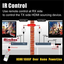 MiraBox 300m HDMI Extender IR over PowerLine Or Telephone Line 1080P PLC HDMI Over Powerline Extender IR Transmitter Receiver