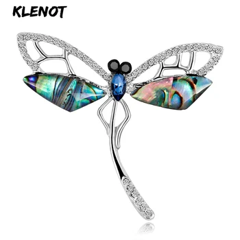

Delicate Dragonfly Shell Brooches Crystal Brooch Silver Animal Jewelry Brooch Diamonds Insect Pin for Women Wedding Banquet Gift