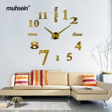 muhsein большие настенные часы акриловые зеркальные diy часы домашний Декор Гостиная настенные наклейки Современные часы кварцевые freevshipping