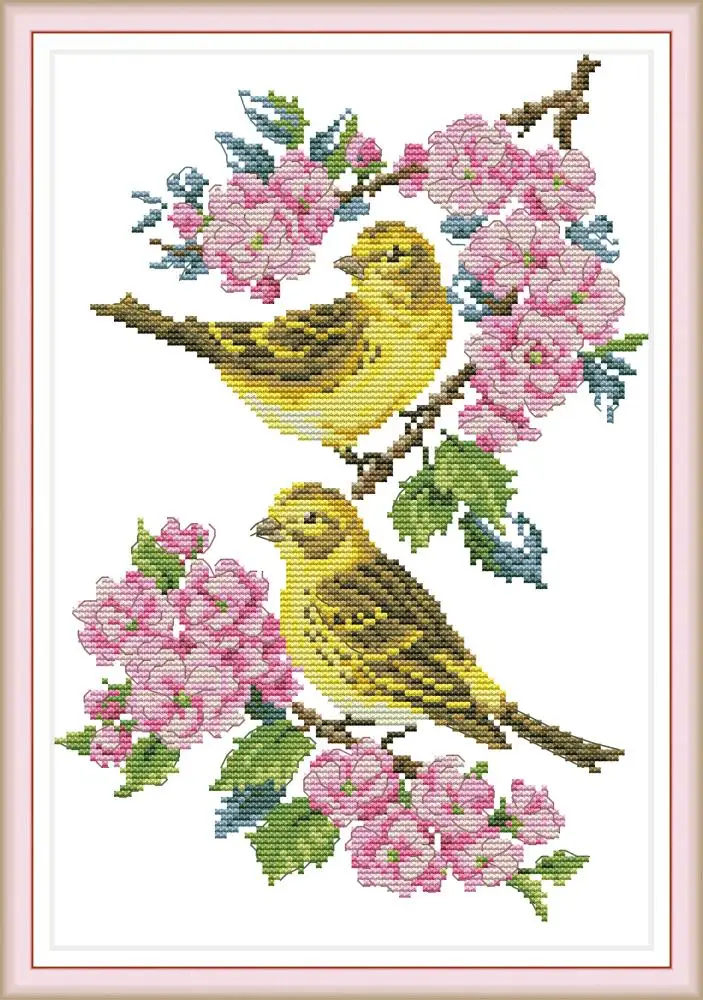 

Birds on the flowers cross stitch kit aida 14ct 11ct count print canvas cross stitches needlework embroidery DIY handmade