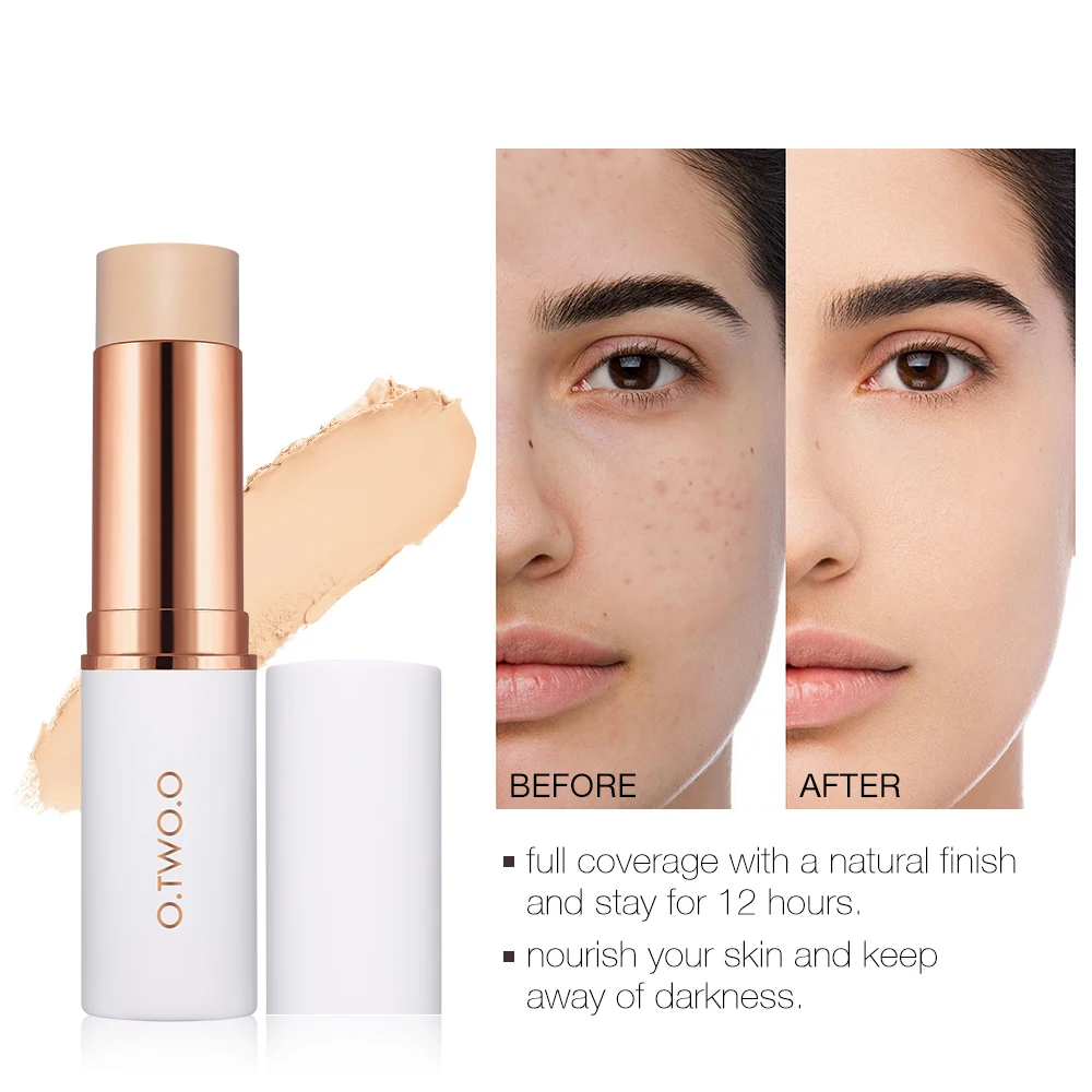 

O.TWO.O Foundation Makeup Full Cover Contour Face Concealer Base Primer Moisturizer Hide Blemish Bronzer Concealer Stick TSLM1