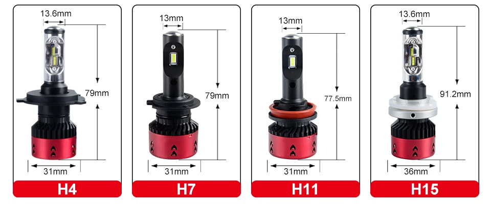 Foxcncar светодиодный фар автомобиля лампы H7 H15 H4 Canbus мини H1 H3 H11 9005 9006 9012 6500k 12V 24V со светодиодными кристаллами для 16000LM HB3 HB4(Подол короче спереди и длиннее сзади) ЛУЧ