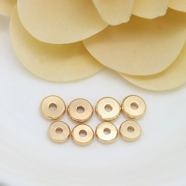 

10PCS 6x1.8MM 7x2MM 24K Champagne Gold Color Plated Brass Spacer Beads Flat Bracelet Beads High Quality Diy Jewelry Accessories