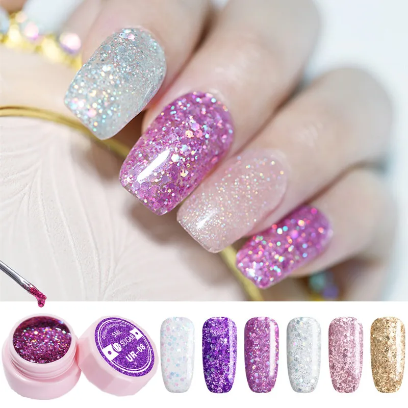 

UR SUGAR 5ml Nail Polish Glitter Platinum UV Nail Gel Polish Shimmer Manicure Soak Off UV LED Nail Art Varnish Lacquer 2pcs/set