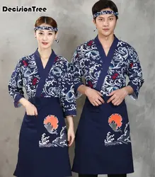 2019 лето унисекс в японском Корейском стиле средней длины рукав повара кимоно-Униформа работа официанта одежда шеф-повара суши униформы для