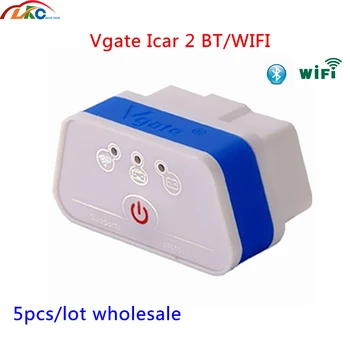 

5pcs/lot Vgate ICar2 ELM327 OBD OBD2 V2.1 WIFI Bluetooth Scanner Diagnostic Tool For Android/Iphone/PC/ios free shipping